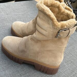 Free People Beige Suede Winter Boots
